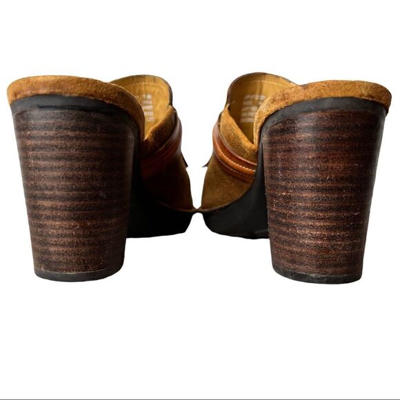 ROCKPORT Dynamic Suspension Leather Clog Mules 3" Heel in Browns Size 7.5 - Picture 9 of 11